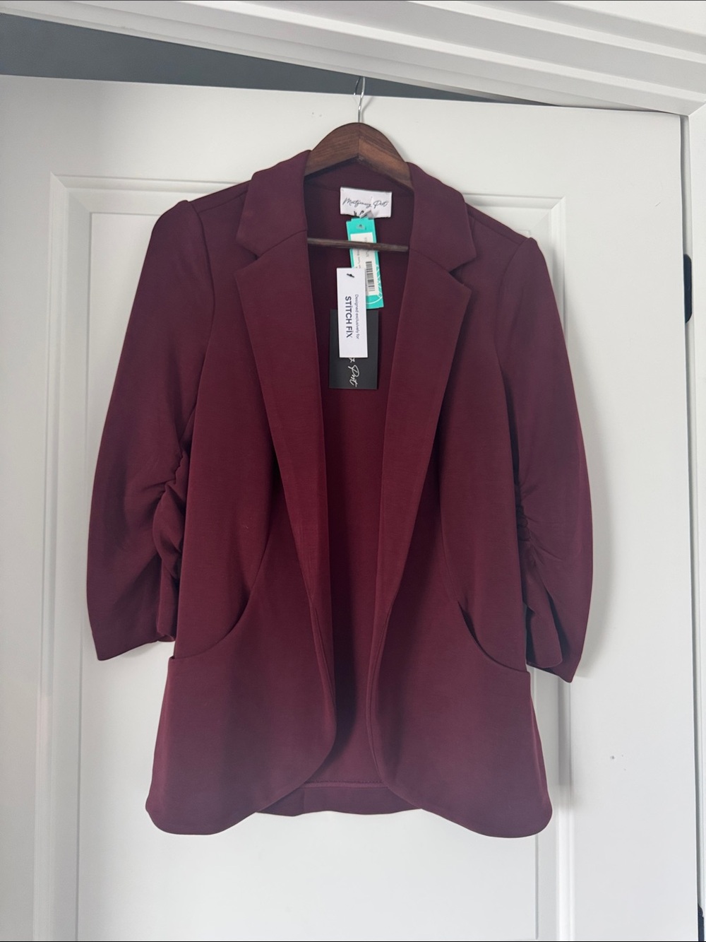 Newport Bay Burgundy Open-Front Women's Blazer